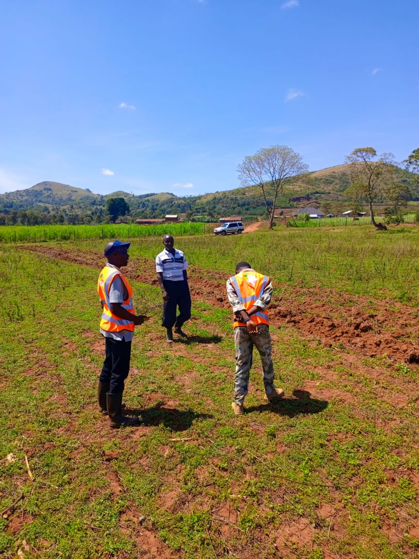 Team working on water tank installation